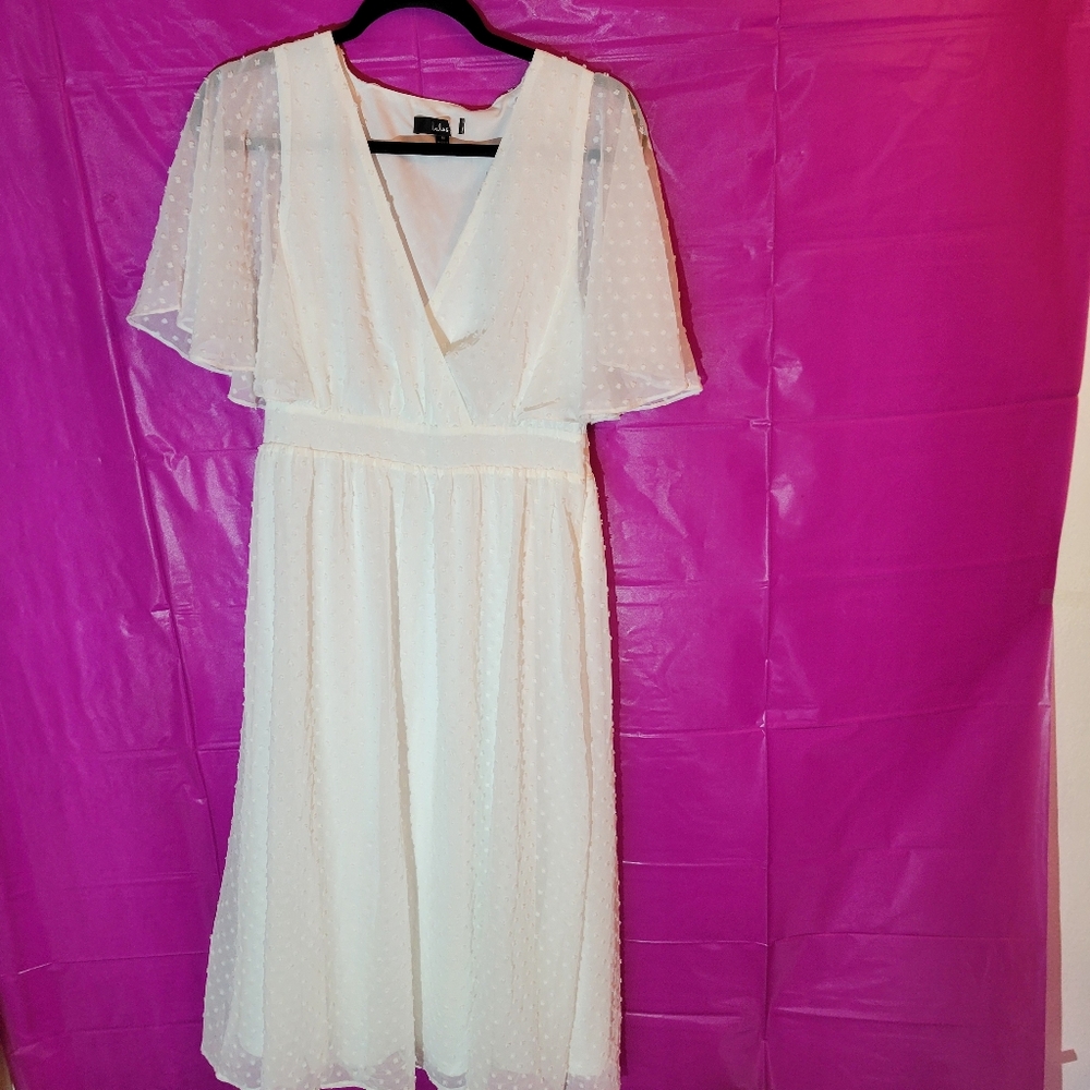 Transcendent Class White Swiss Dot Flutter Sleeve… - image 1